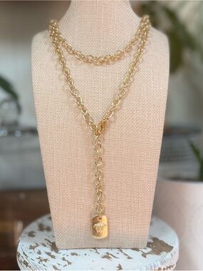 Upcycled Medusa on Long 18k Gold Plated Adjustable Chain